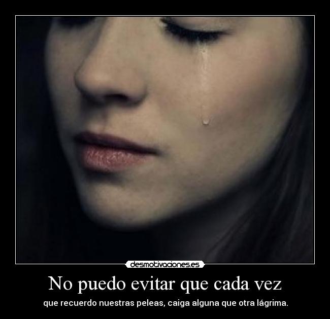 No puedo evitar que cada vez - que recuerdo nuestras peleas, caiga alguna que otra lágrima.