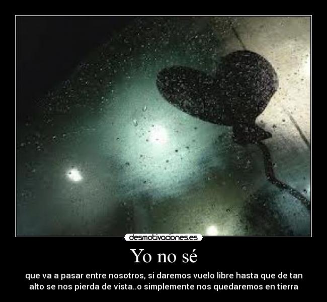 Yo no sé - que va a pasar entre nosotros, si daremos vuelo libre hasta que de tan
alto se nos pierda de vista..o simplemente nos quedaremos en tierra