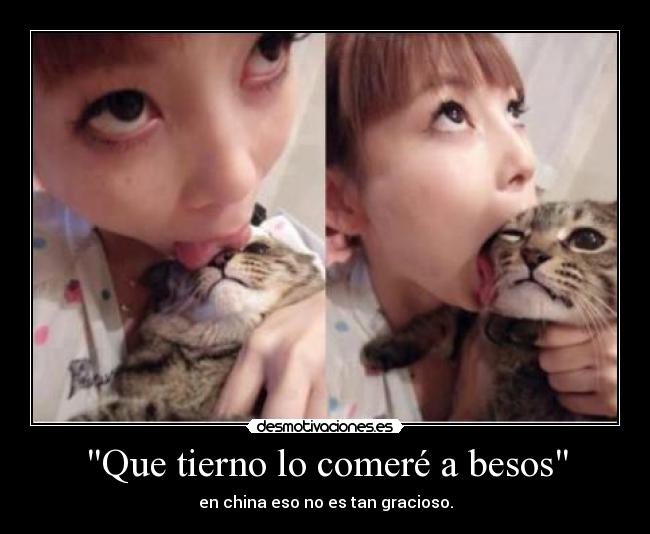 Que tierno lo comeré a besos - en china eso no es tan gracioso.