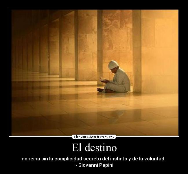 El destino - no reina sin la complicidad secreta del instinto y de la voluntad.
- Giovanni Papini