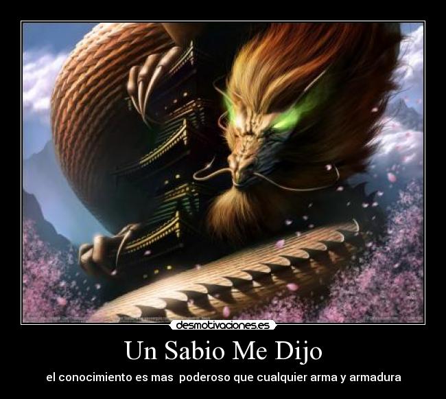 Un Sabio Me Dijo - el conocimiento es mas  poderoso que cualquier arma y armadura