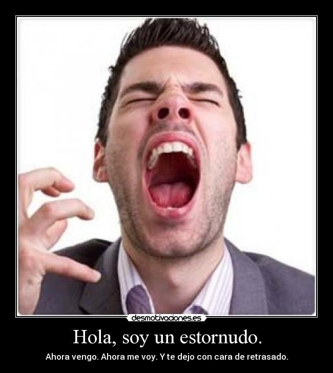 Hola, soy un estornudo. - Ahora vengo. Ahora me voy. Y te dejo con cara de retrasado.