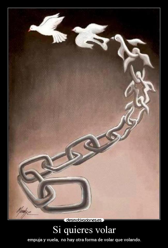 Si quieres volar - empuja y vuela,  no hay otra forma de volar que volando.