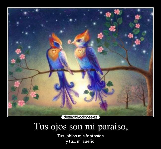 Tus ojos son mi paraiso, - Tus labios mis fantasías
y tu... mi sueño.