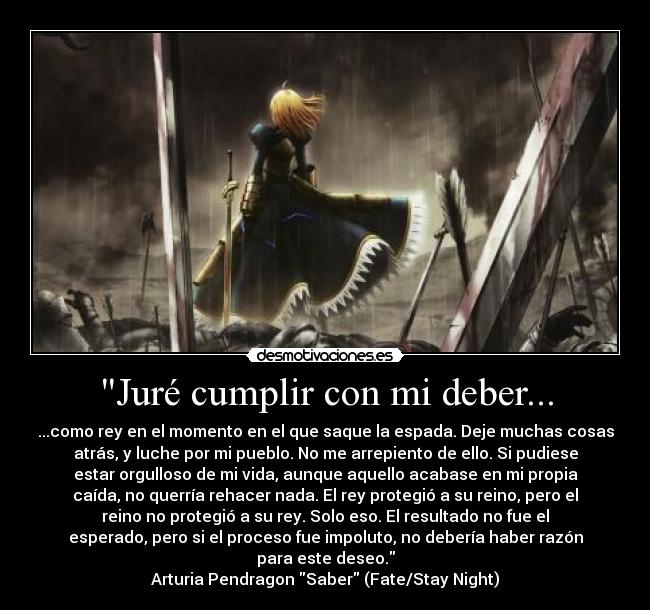 carteles saber fate stay night anime desmotivaciones