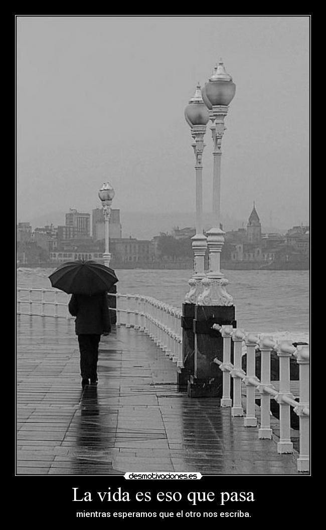 carteles vida tipo lluvia sombrilla blanco negro desmotivaciones
