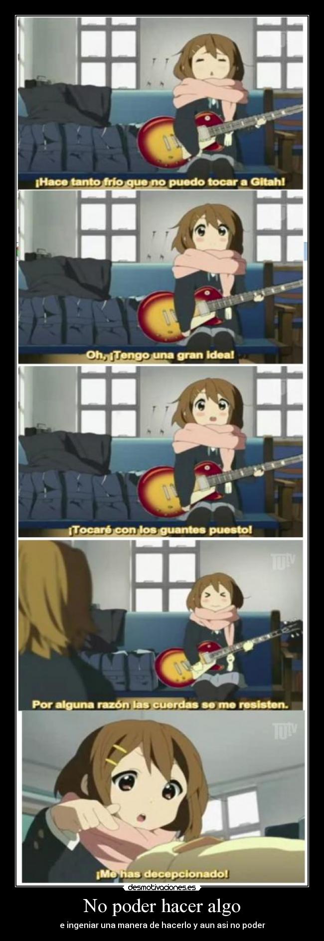 carteles anime shinigamisempai guantes tocar guitarra yui hirasawa desmotivaciones