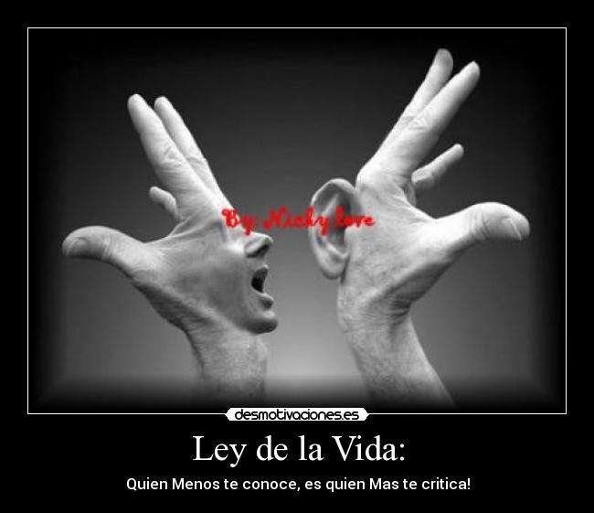 Ley de la Vida: - Quien Menos te conoce, es quien Mas te critica!
