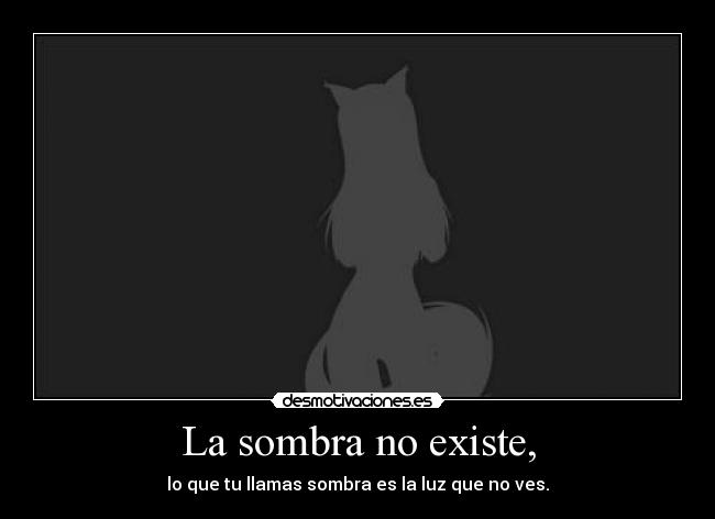 La sombra no existe, - lo que tu llamas sombra es la luz que no ves.