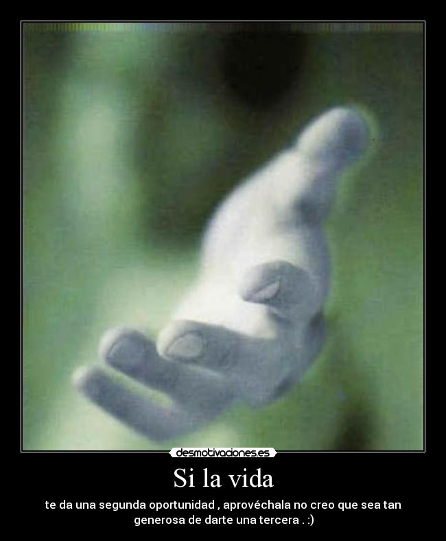 Si la vida - te da una segunda oportunidad , aprovéchala no creo que sea tan
generosa de darte una tercera . :)