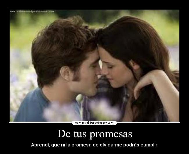 De tus promesas - Aprendí, que ni la promesa de olvidarme podrás cumplir.