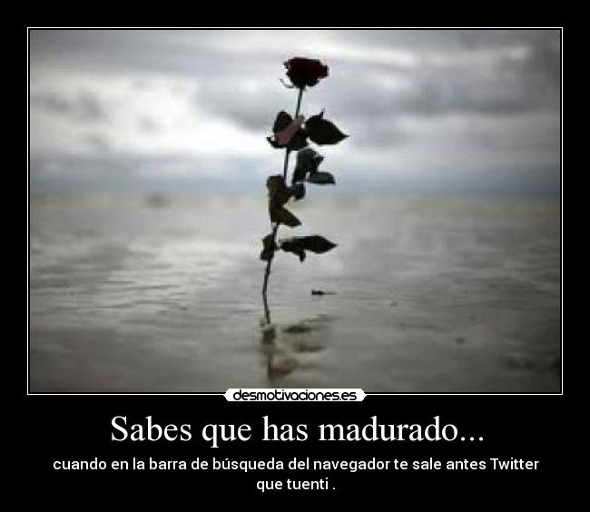 Sabes que has madurado... - cuando en la barra de búsqueda del navegador te sale antes Twitter que tuenti .
