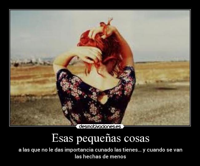 Esas pequeñas cosas - a las que no le das importancia cunado las tienes... y cuando se van
las hechas de menos