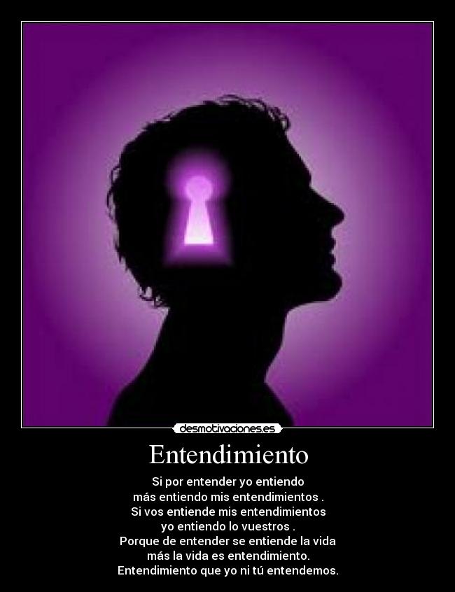 Entendimiento - Si por entender yo entiendo
más entiendo mis entendimientos .
Si vos entiende mis entendimientos
yo entiendo lo vuestros .
Porque de entender se entiende la vida
más la vida es entendimiento.
Entendimiento que yo ni tú entendemos.