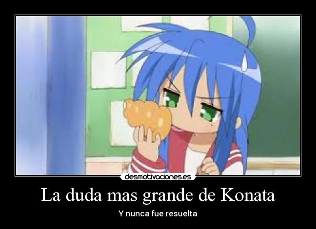 carteles izumi konata caracola chocolate cual cabeza cual trasero lucky star dudas desmotivaciones