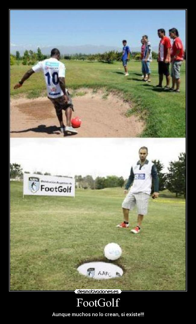 carteles footgolf futbol golf deporte combinado genial desmotivaciones