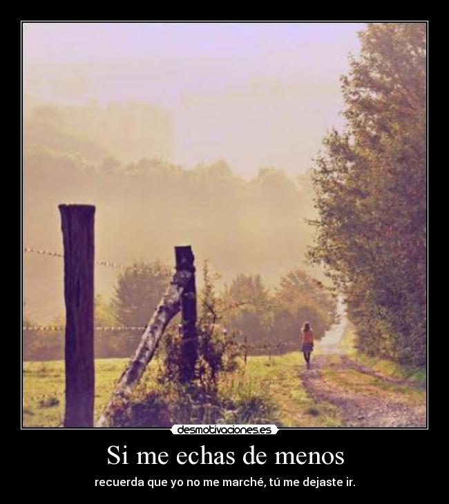 Si me echas de menos - recuerda que yo no me marché, tú me dejaste ir.
