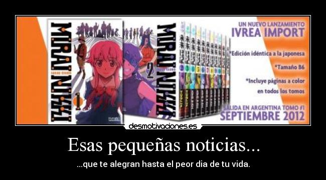 carteles mirai nikki argentina por ivrea inport esta espanol espana pero importaaaa desmotivaciones