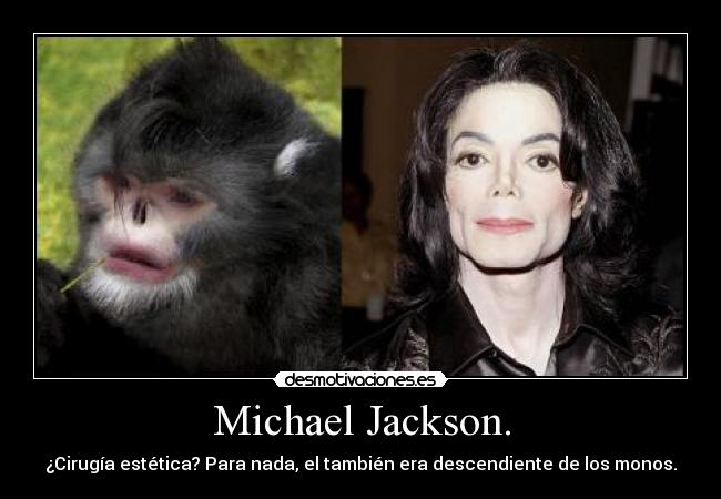 Michael Jackson. - ¿Cirugía estética? Para nada, el también era descendiente de los monos.