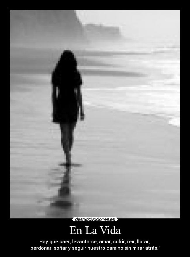 En La Vida - Hay que caer, levantarse, amar, sufrir, reír, llorar, 
perdonar, soñar y seguir nuestro camino sin mirar atrás.