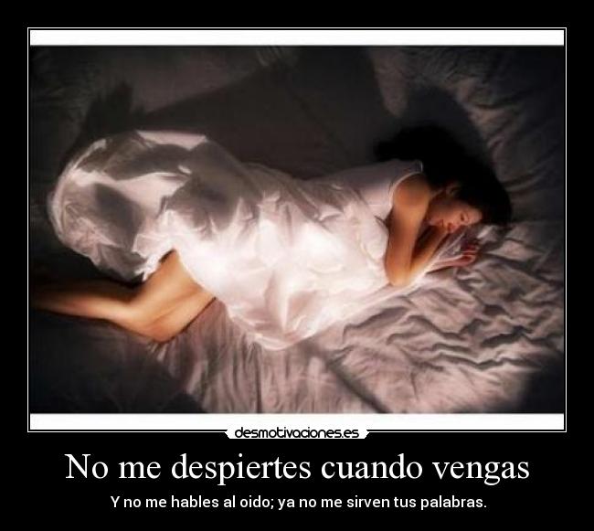 No me despiertes cuando vengas - ♪ Y no me hables al oido; ya no me sirven tus palabras. ♪