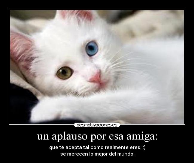 un aplauso por esa amiga: - que te acepta tal como realmente eres. :)
se merecen lo mejor del mundo.