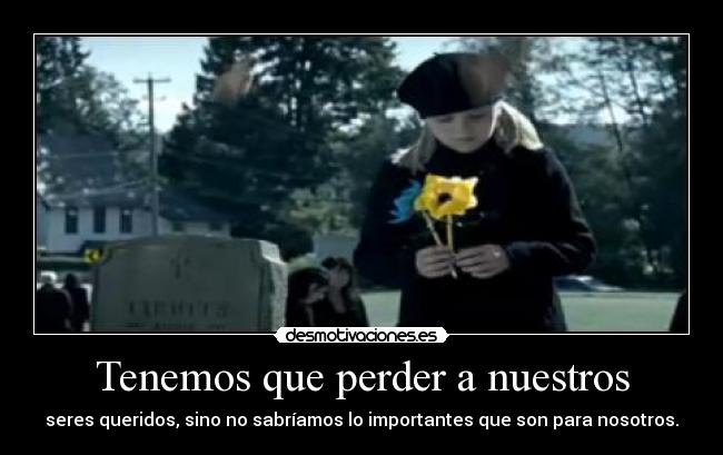 Tenemos que perder a nuestros - seres queridos, sino no sabríamos lo importantes que son para nosotros.
