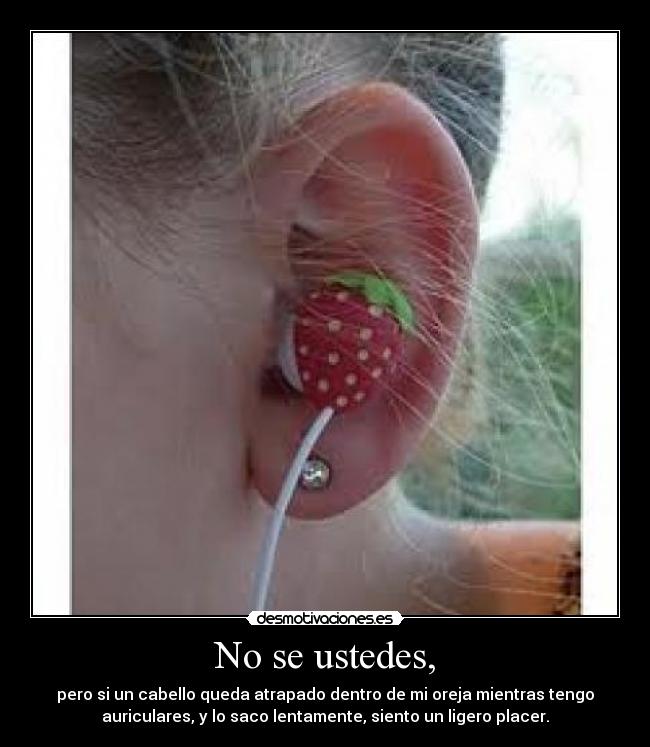 carteles cabello oreja auriculares placer desmotivaciones