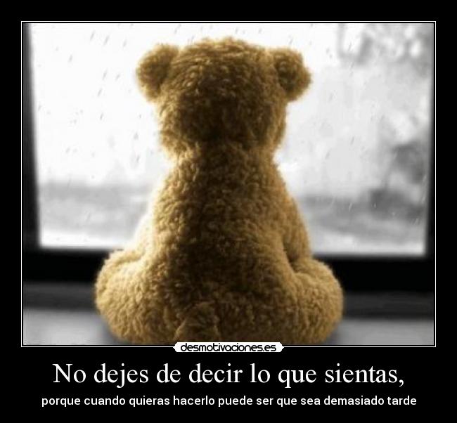 No dejes de decir lo que sientas, - porque cuando quieras hacerlo puede ser que sea demasiado tarde