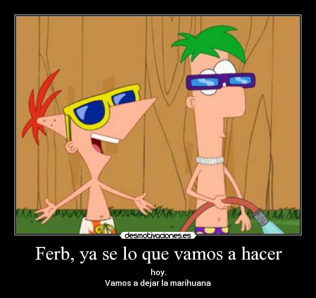 Ferb, ya se lo que vamos a hacer - hoy.
Vamos a dejar la marihuana
