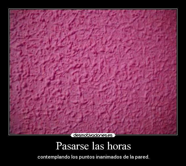 Pasarse las horas - contemplando los puntos inanimados de la pared.