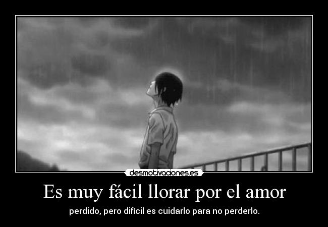 Es muy fácil llorar por el amor - perdido, pero difícil es cuidarlo para no perderlo.