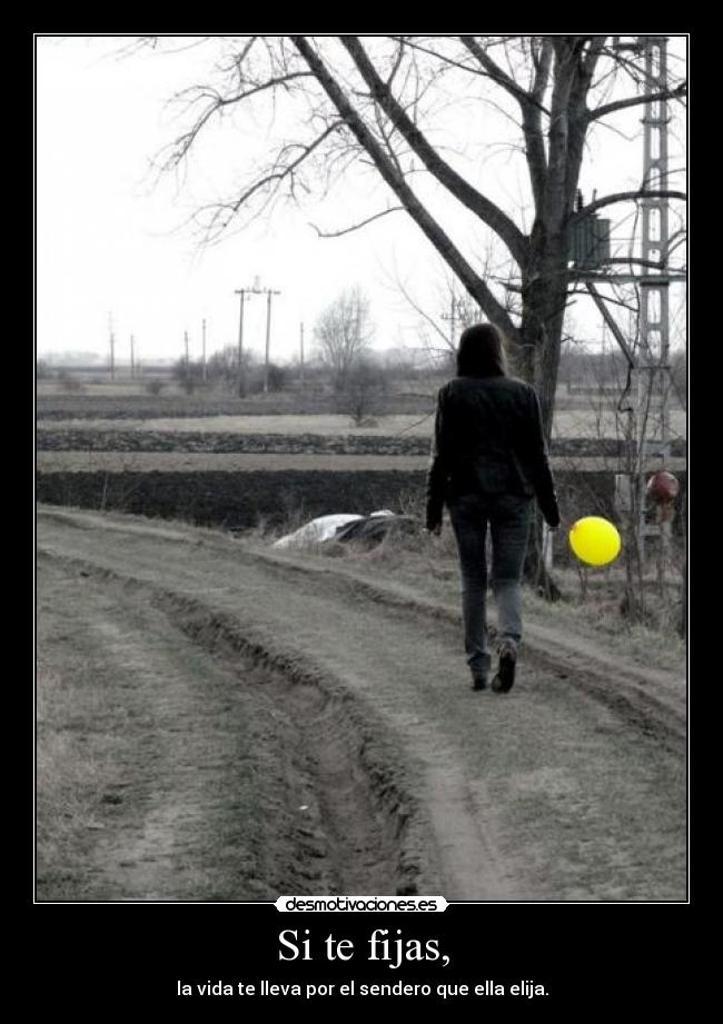 Si te fijas, - la vida te lleva por el sendero que ella elija.