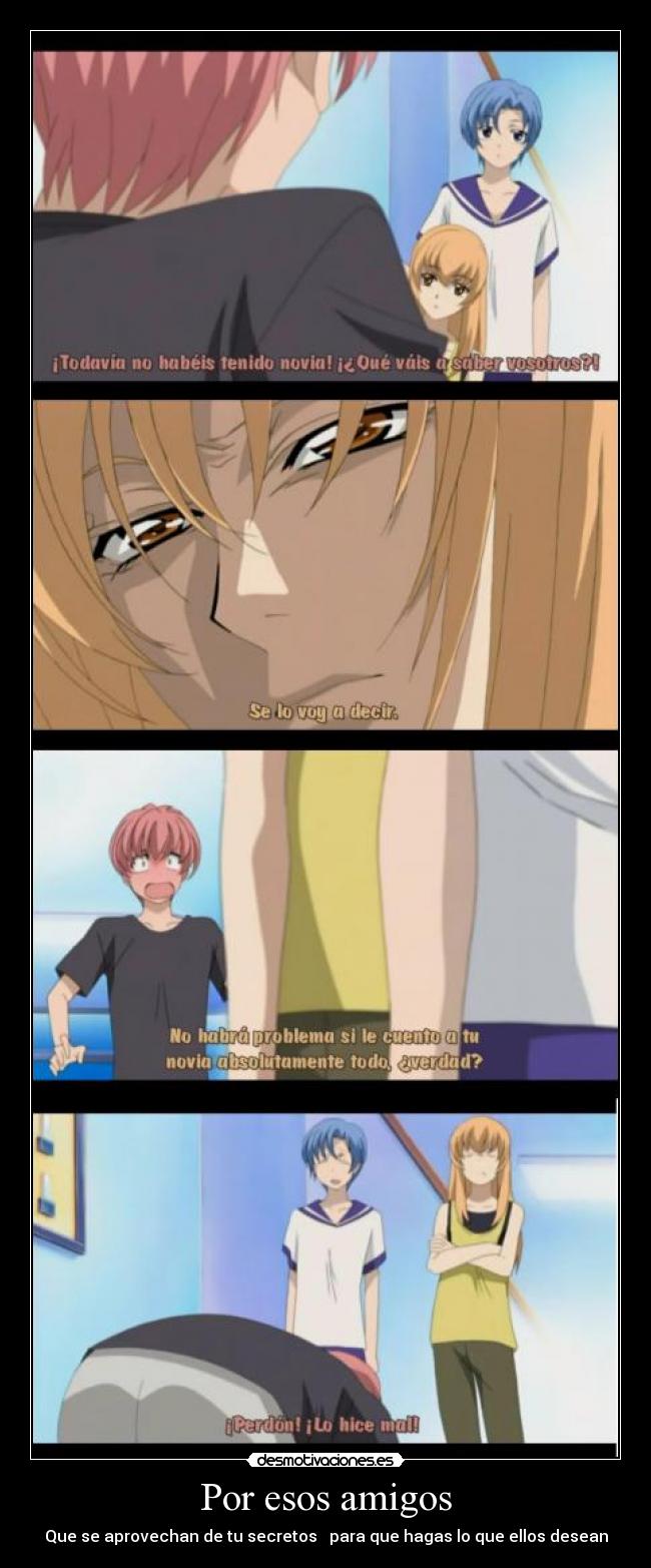 carteles amigos anime princess princess secreto amor soborno desmotivaciones