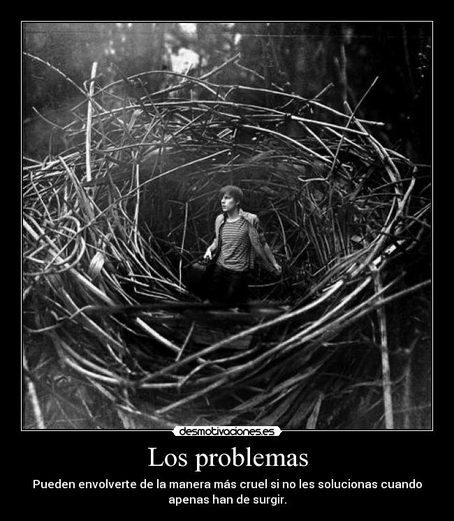 Los problemas - Pueden envolverte de la manera más cruel si no les solucionas cuando
apenas han de surgir.