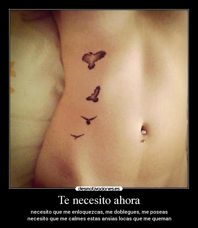 Te necesito ahora - necesito que me enloquezcas, me doblegues, me poseas
necesito que me calmes estas ansias locas que me queman