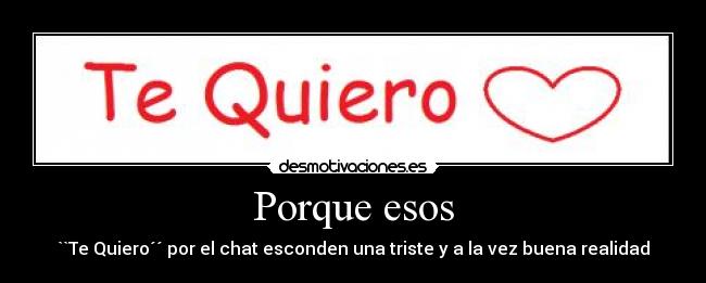 Porque esos - ``Te Quiero´´ por el chat esconden una triste y a la vez buena realidad