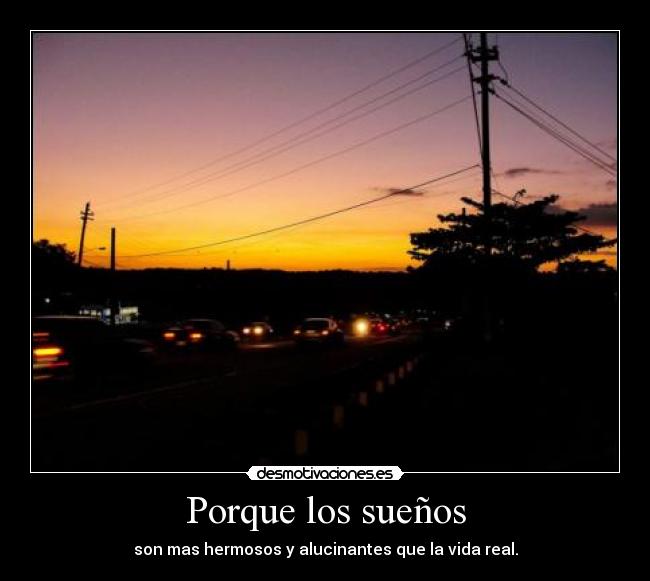 Porque los sueños - son mas hermosos y alucinantes que la vida real.