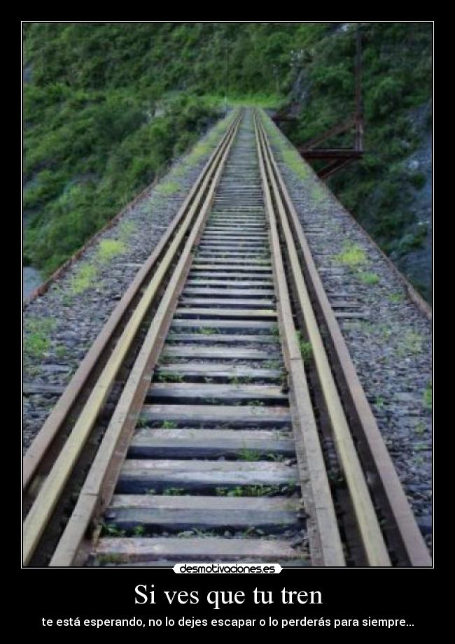 Si ves que tu tren - te está esperando, no lo dejes escapar o lo perderás para siempre...