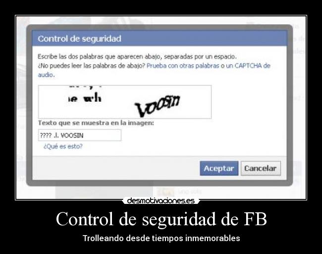 Control de seguridad de FB - Trolleando desde tiempos inmemorables