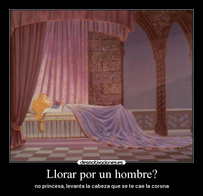 Llorar por un hombre? - no princesa, levanta la cabeza que se te cae la corona