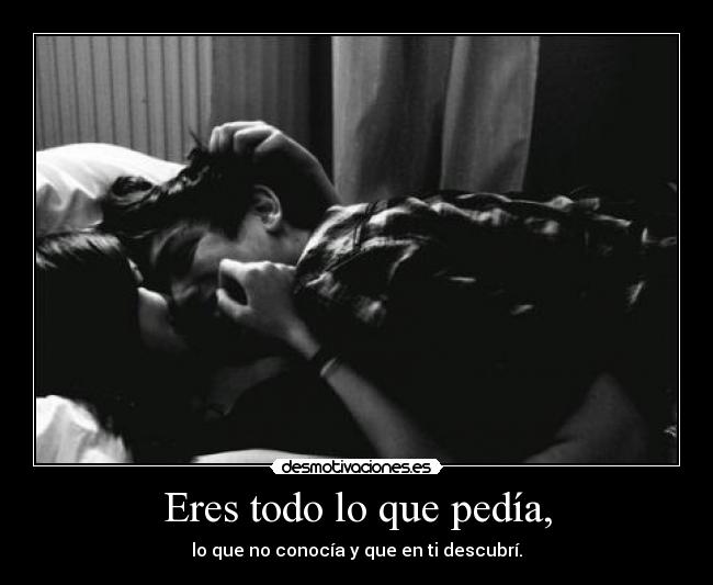 Eres todo lo que pedía, - lo que no conocía y que en ti descubrí.