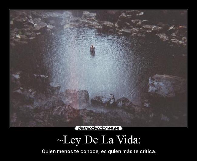 ~Ley De La Vida: - Quien menos te conoce, es quien más te critica.