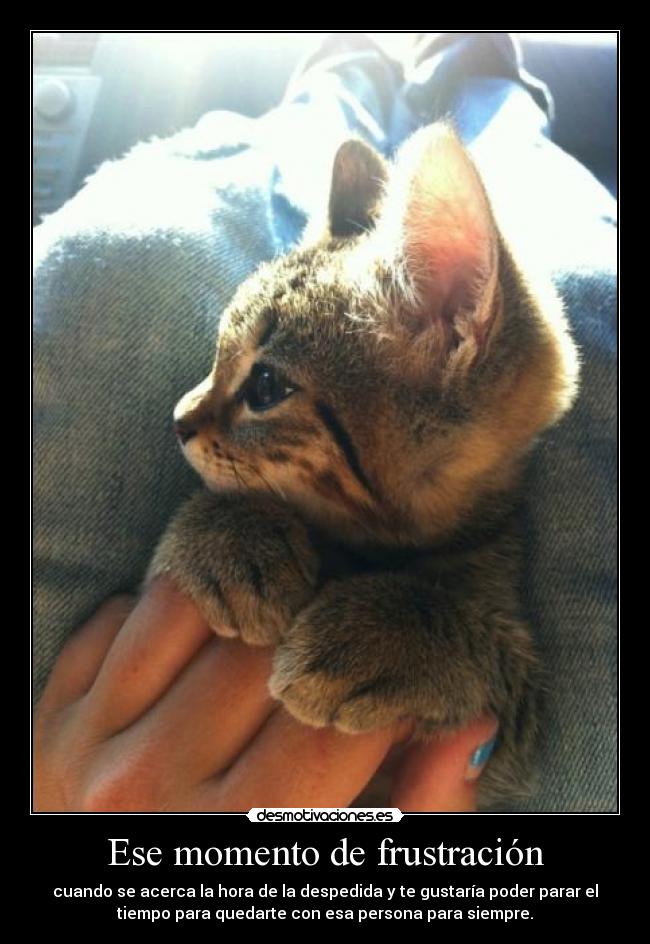 Ese momento de frustración - cuando se acerca la hora de la despedida y te gustaría poder parar el
tiempo para quedarte con esa persona para siempre.