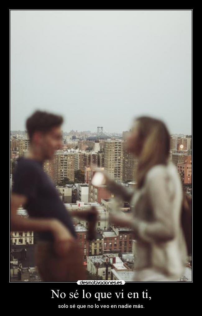 No sé lo que vi en ti, - solo sé que no lo veo en nadie más.