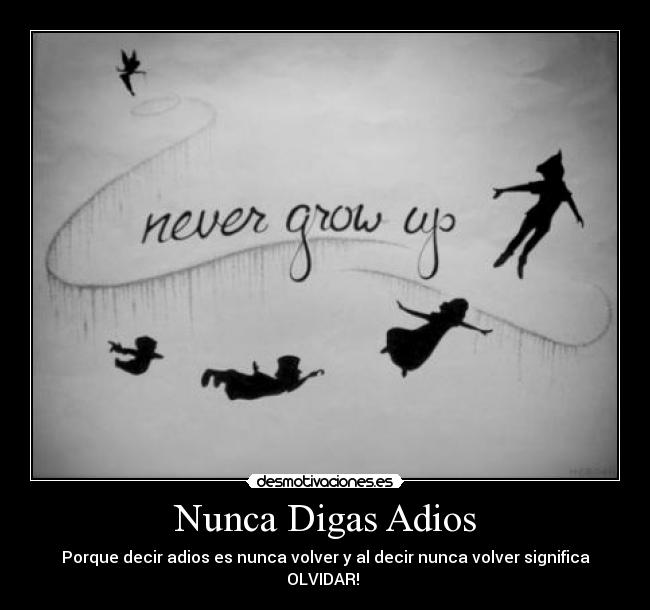 Nunca Digas Adios - Porque decir adios es nunca volver y al decir nunca volver significa OLVIDAR! 