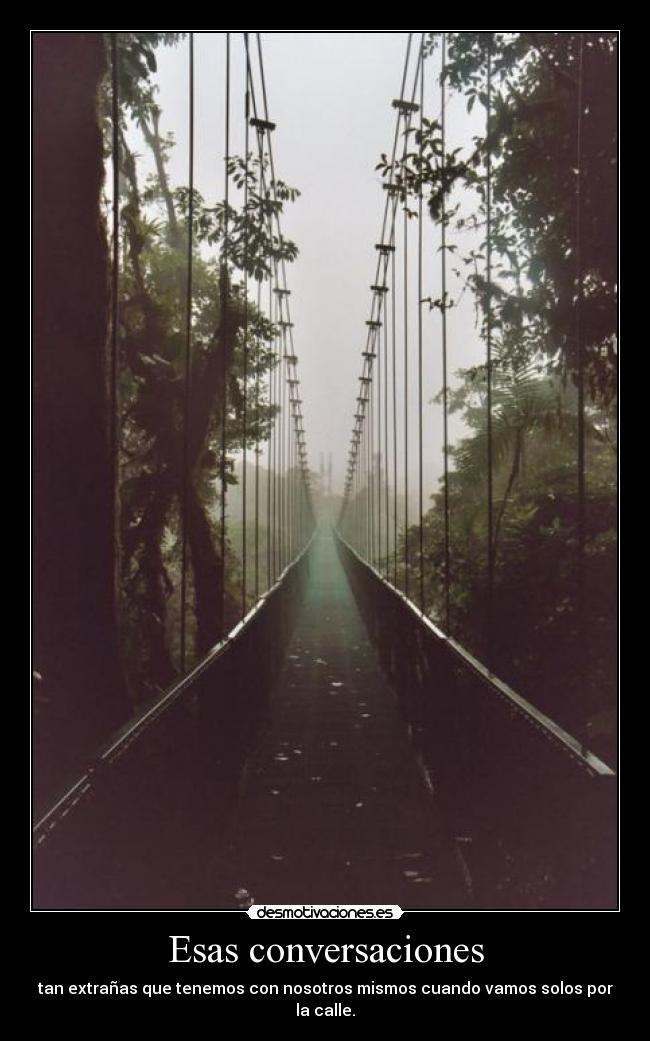 Esas conversaciones - tan extrañas que tenemos con nosotros mismos cuando vamos solos por la calle.