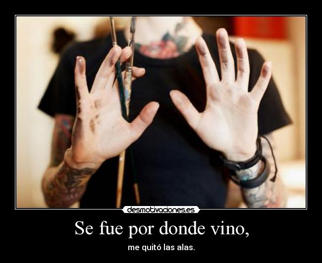 Se fue por donde vino, - me quitó las alas.