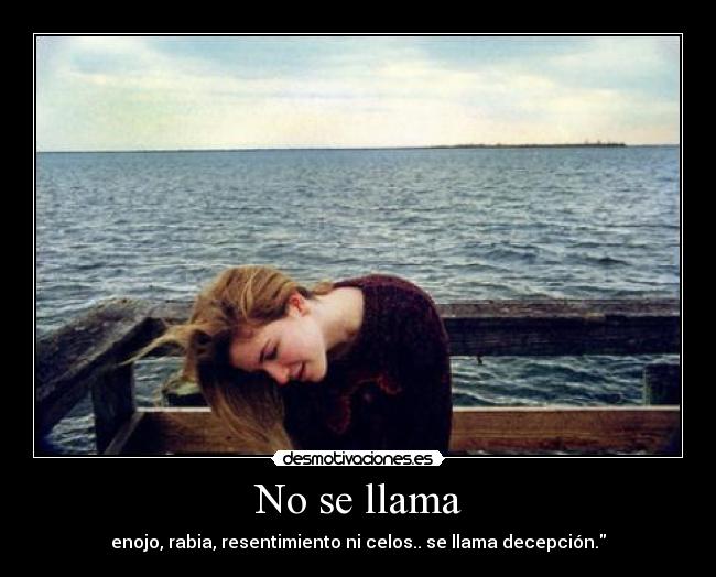 No se llama - enojo, rabia, resentimiento ni celos.. se llama decepción.