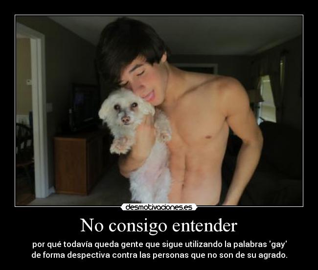 No consigo entender - por qué todavía queda gente que sigue utilizando la palabras gay
de forma despectiva contra las personas que no son de su agrado.